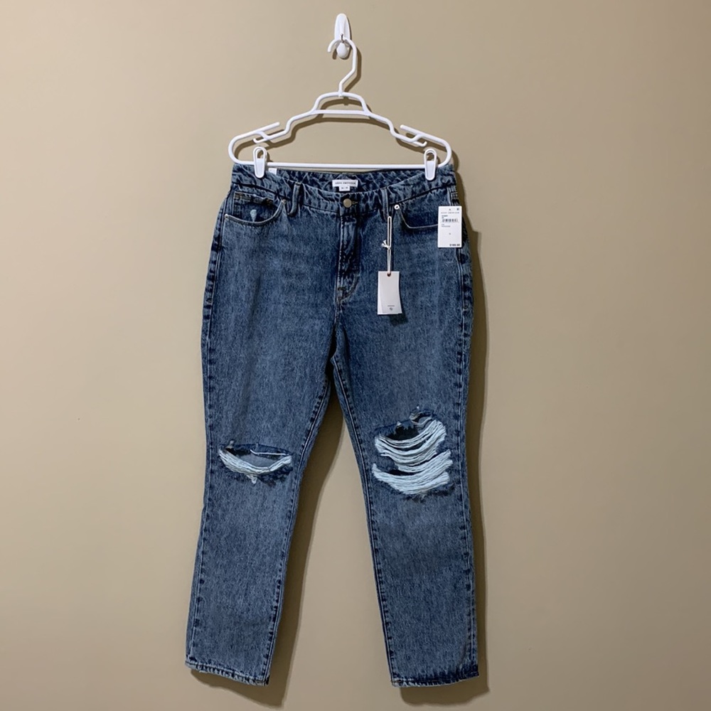 Good American Good Classic Indigo Distressed Jeans-Size 12/31” x 28” NWT
